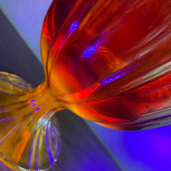 LE Smith Flame Amberina Candy Dish Apothecary Glass Jar with Lid Cadmium… - Picture 11 of 11